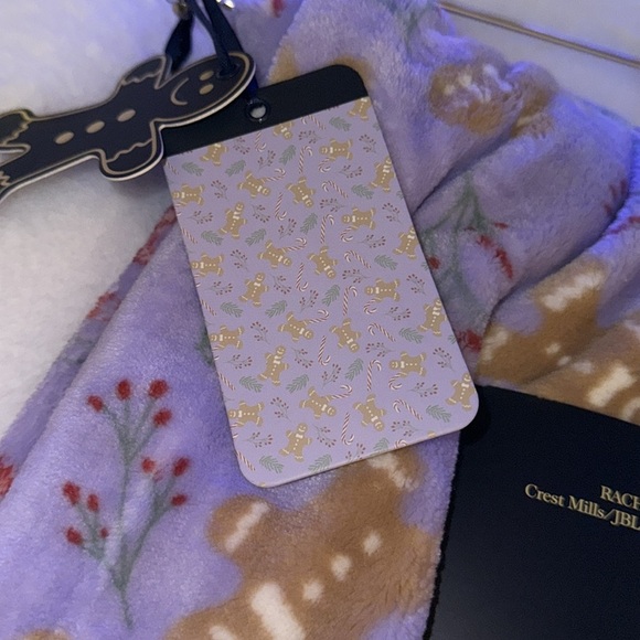 NWT-Purple Gingerbread Men & Candy Cane Oversized Throw by Rachel Roy 60”x 70” - Picture 6 of 6